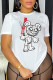 White Casual Street Character Patchwork O Neck T-Shirts