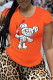 Orange Casual Street Character Patchwork O Neck T-Shirts