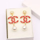 Red Fashion Simplicity Letter Patchwork Earrings