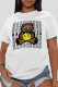 White Casual Daily Print Patchwork O Neck T-Shirts