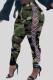 Green Fashion Casual Camouflage Print Bandage Hollowed Out Regular High Waist Trousers