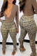 Brown Fashion Casual Plaid Print Basic Regular High Waist Pencil Trousers