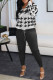 Black White Fashion Casual Print Patchwork Hooded Collar Long Sleeve Two Pieces