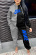 Black Fashion Casual Letter Print Patchwork Hooded Collar Long Sleeve Two Pieces