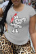 Grey Casual Street Character Patchwork O Neck T-Shirts