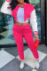 Rose Red Casual Solid Patchwork Buckle Long Sleeve Two Pieces