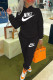 Black Fashion Casual Print Patchwork Hooded Collar Long Sleeve Two Pieces