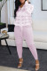 Pink Purple Fashion Casual Print Patchwork Hooded Collar Long Sleeve Two Pieces