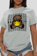 Grey Casual Daily Print Patchwork O Neck T-Shirts