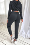 Coffee Fashion Casual Solid Bandage Zipper Collar Long Sleeve Two Pieces