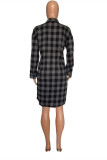 Red Fashion Casual Plaid Print Cardigan Turndown Collar Outerwear