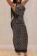 Black Fashion Sexy Patchwork Hot Drilling See-through Halter Sleeveless Dress