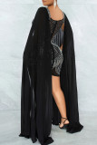 Red Sexy Celebrities Solid Patchwork Asymmetrical Hot Drill V Neck A Line Dresses