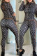 Black Fashion British Style Print Patchwork Turndown Collar Long Sleeve Two Pieces