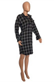 Red Fashion Casual Plaid Print Cardigan Turndown Collar Outerwear