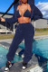 Tibetan Blue Fashion Casual Solid Basic Hooded Collar Long Sleeve Three-piece Set
