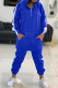 Blue Fashion Casual Patchwork Zipper Hooded Collar Long Sleeve Two Pieces