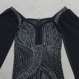 Red Sexy Celebrities Solid Patchwork Asymmetrical Hot Drill V Neck A Line Dresses
