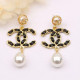Black Fashion Simplicity Letter Patchwork Earrings
