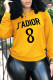 Yellow Fashion Sportswear Print Patchwork Letter O Neck Tops