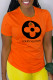 Orange Fashion Casual Print Letter O Neck T-Shirts