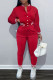 Red Casual Solid Patchwork Buckle Long Sleeve Two Pieces
