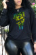 Black Casual Sportswear Print Patchwork O Neck Tops