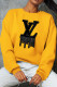 Yellow Fashion Street Print Patchwork O Neck Tops