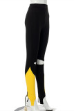 Black Casual Sportswear Patchwork Ripped Skinny High Waist Pencil Trousers