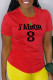 Red Casual Street Print Patchwork O Neck T-Shirts