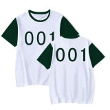 White Green Casual Print Split Joint O Neck T-Shirts