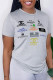 Grey Casual Street Print Patchwork O Neck T-Shirts