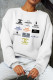 White Fashion Sportswear Print Letter O Neck Tops