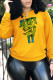 Yellow Casual Sportswear Print Patchwork O Neck Tops