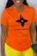 Orange Casual Sportswear Print Patchwork O Neck T-Shirts