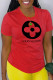 Red Fashion Casual Print Letter O Neck T-Shirts