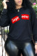 Black Street Daily Print Patchwork Letter O Neck Tops