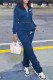 Blue Fashion Casual Embroidery Patchwork Turndown Collar Long Sleeve Two Pieces