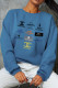 Blue Fashion Sportswear Print Letter O Neck Tops