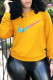 Yellow Street Sportswear Print Patchwork O Neck Tops