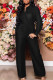 Black Fashion Casual Solid Basic Turndown Collar Long Sleeve Two Pieces