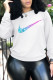White Street Sportswear Print Patchwork O Neck Tops