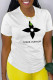 White Casual Sportswear Print Patchwork O Neck T-Shirts