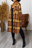 Pink Casual Plaid Split Joint Turndown Collar Outerwear