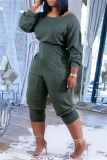 Pink Fashion Casual Solid Pocket Oblique Collar Regular Jumpsuits