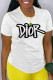 White Daily Simplicity Print Make Old Letter O Neck T-Shirts