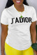 White Casual Street Print Patchwork Letter O Neck T-Shirts