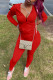 Red Fashion Casual Solid Basic Hooded Collar Long Sleeve Two Pieces