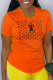 Orange Fashion Casual Print Patchwork O Neck T-Shirts