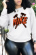 White Fashion Casual Print Patchwork Letter O Neck Tops